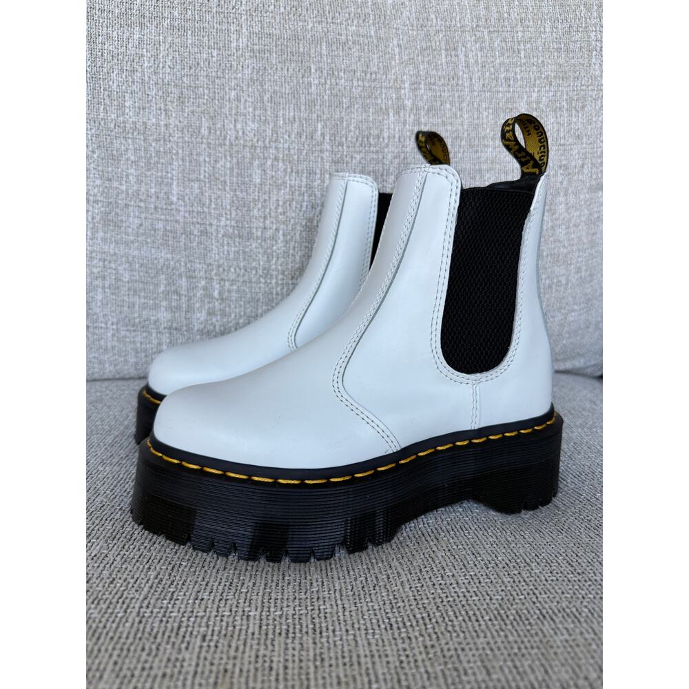 Doc Marten White Chelsea Quad Platform Boots